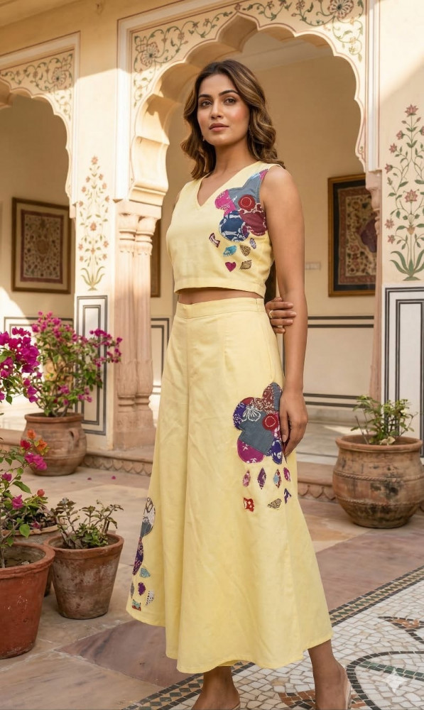 Image of Pure cotton appliqué Co-ord set