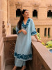 Pure cotton appliqué detailed kurta paired with palazzo