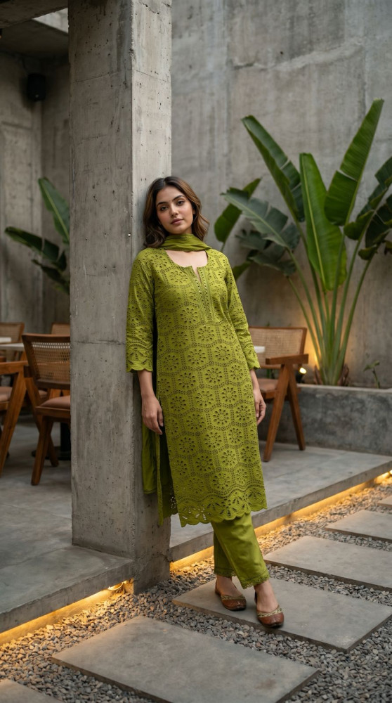 Image of Pure cotton hakoba kurta set