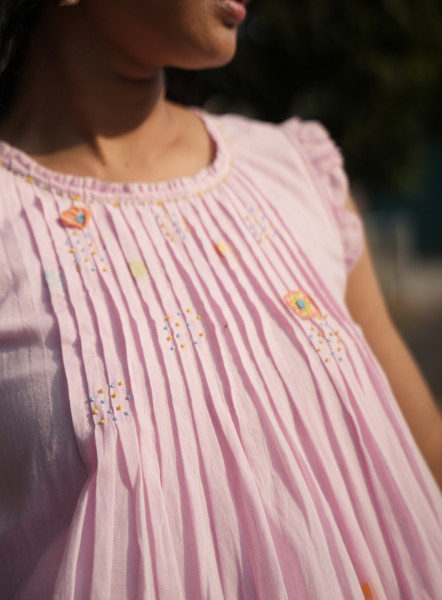 Mul cotton Jamdani Dress with pockets