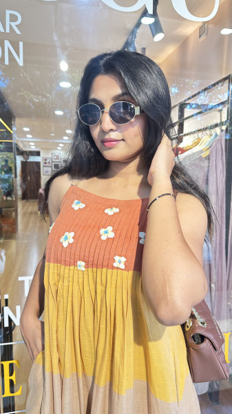 Mul Cotton layered Dress with thread detailing