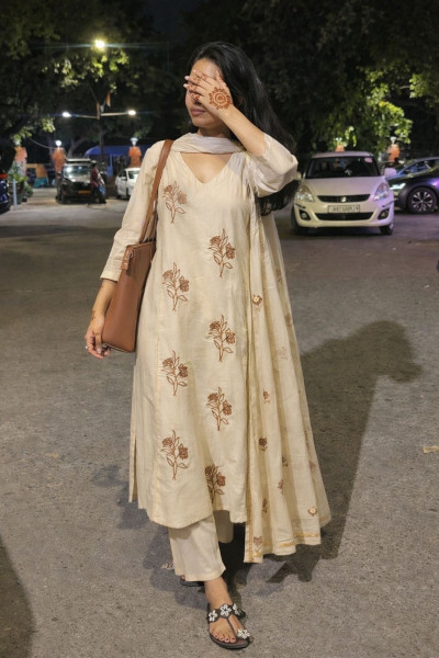 Pure cotton embroidered kurta set