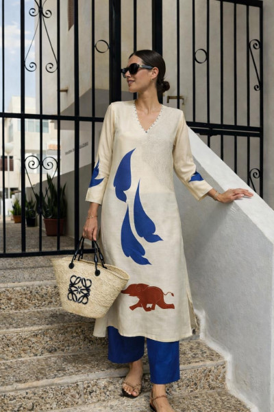 Soft muslin digital print kurta paired with pants
