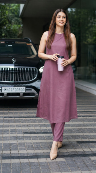 Pure cotton solid kurta set