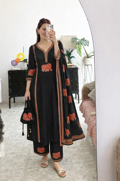 Pure cotton kurta set with potli bag