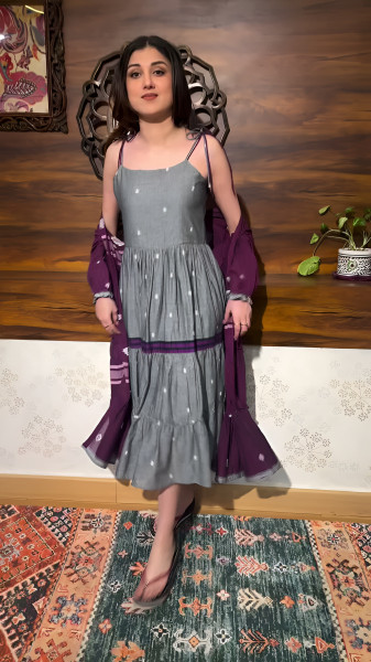 Jamdani Dress with overlay