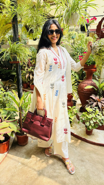Mul Cotton embroidered kurta set