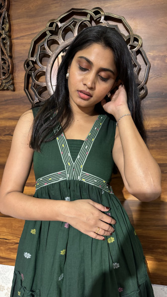 Mul Cotton Jamdani dress with 3/4 sleeves