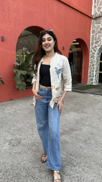 Pure Linen appliqué Shirt