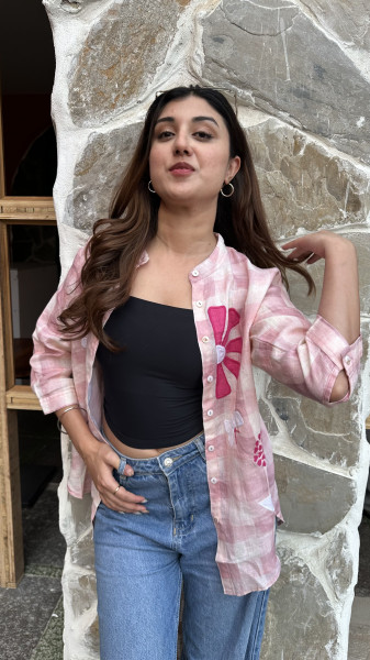 Pure Linen appliqué Shirt