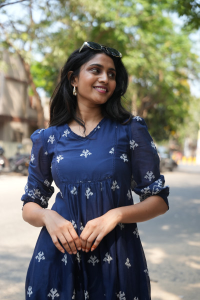 Mul cotton  embroidered Dress with pockets