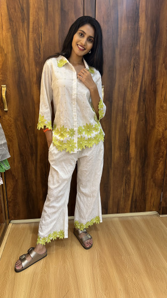 Pure cotton fully embroidered Co-ord set