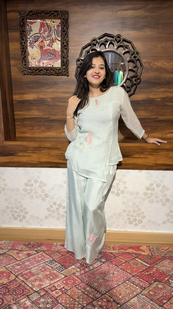 Image of Soft organza coordinated set with lining