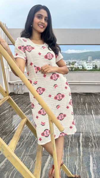 Cotton Jute embroidered Dress