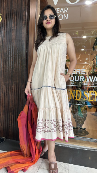 Jamdani Dress with overlay