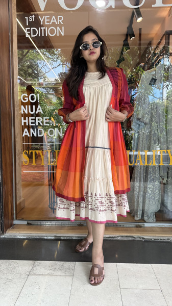 Jamdani Dress with overlay