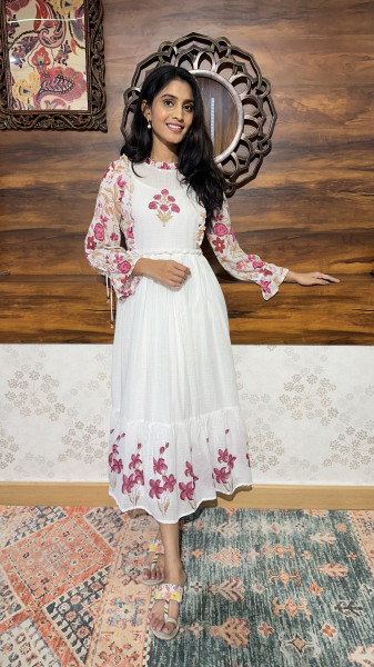 Pure kota cotton Dress with hand block print and separate inner
