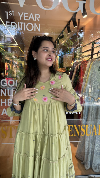Mul Cotton Jamdani dress with pockets