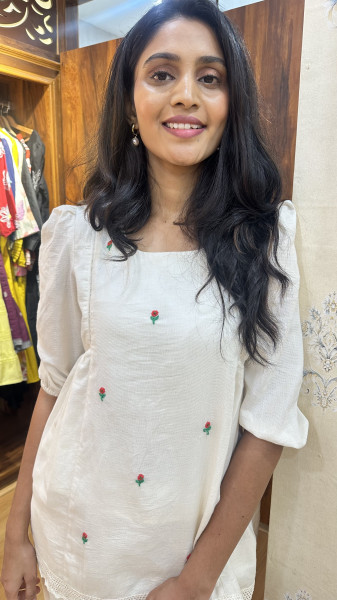 Pure cotton hand embroidered co- ord
