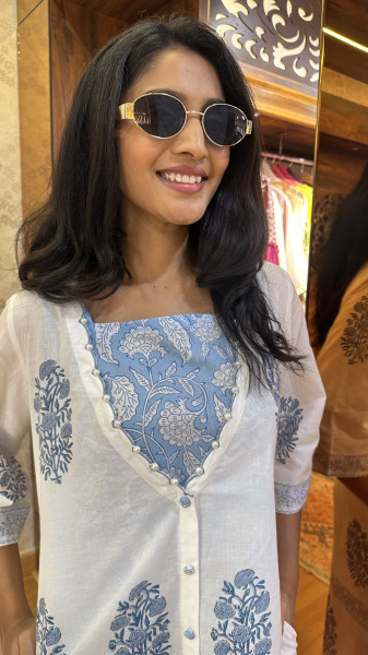 Block print Dress with printed separate inner