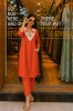 Pure cotton kurta with block print neck detailing on Kota paired with pants