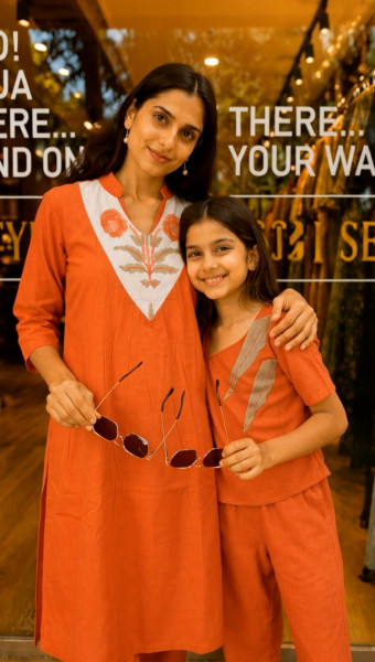 Pure cotton kurta set with patch embroidery