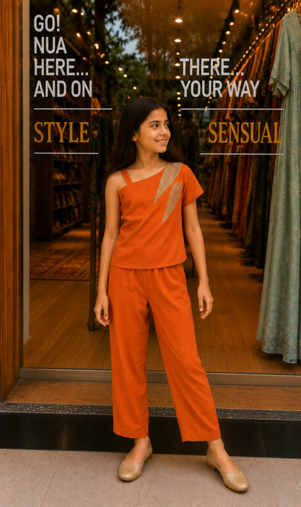 Image of Pure cotton kurta set with patch embroidery
