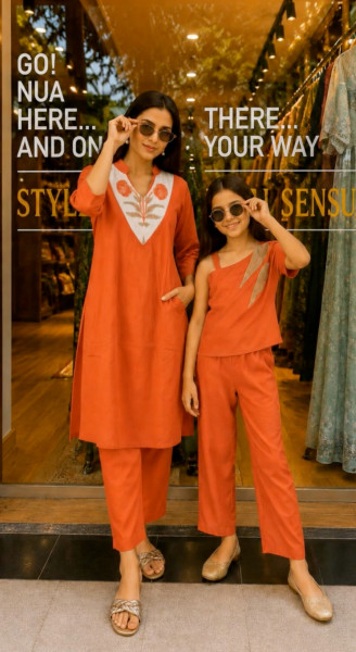 Pure cotton kurta set with patch embroidery