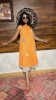 Mul Cotton embroidered dress with 3/4 sleeves and organza layering