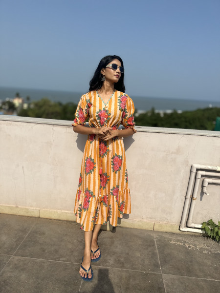 Pure cotton block print Dress