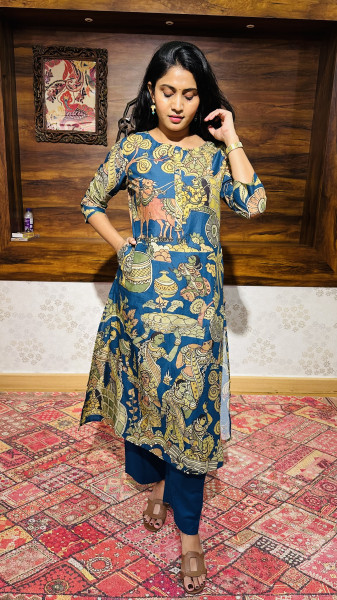 Cotton Kalamkari kurta paired with pants