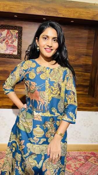 Cotton Kalamkari kurta paired with pants