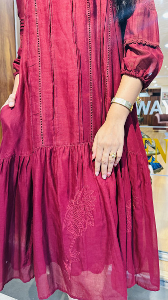 Mul Cotton self embroidered dress