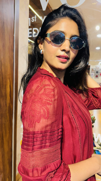 Mul Cotton self embroidered dress