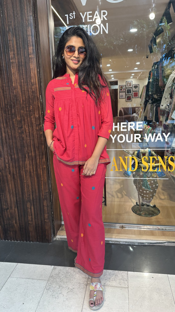 Image of Mul cotton Jamdani co-ord set