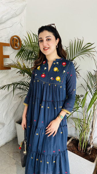 Mul Cotton Jamdani and embroidered Dress