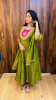 Mul chanderi Bandhani fit and flare  kurta set with intricate hand detailing