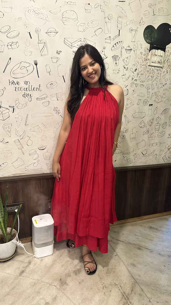 Image of Mul Chanderi Halter Dress