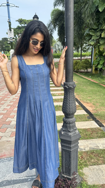 Soft Denim Dress with optional sleeves