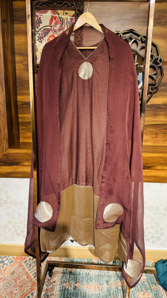 Pure Mul chanderi  kurta set with tissue detailing