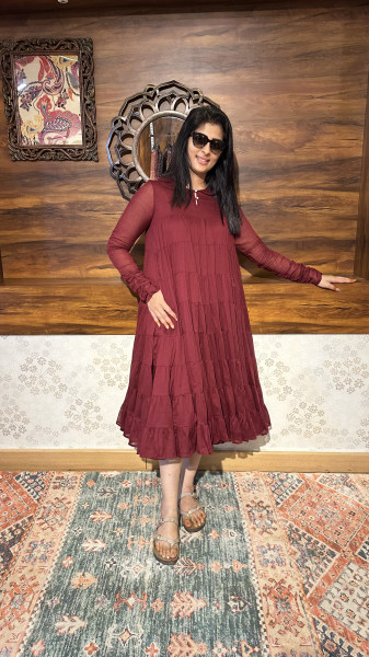 Mul cotton fit and flared Dress with 6mtr flare