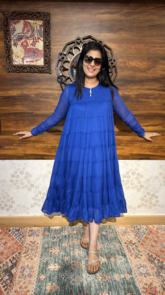 Mul cotton fit and flared Dress with 6mtr flare