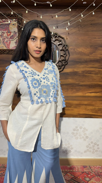 Flex cotton Embroidered Co-ord set