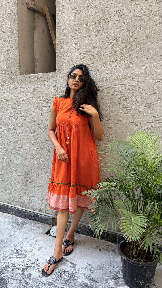 Image of Mul cotton Dress with pockets