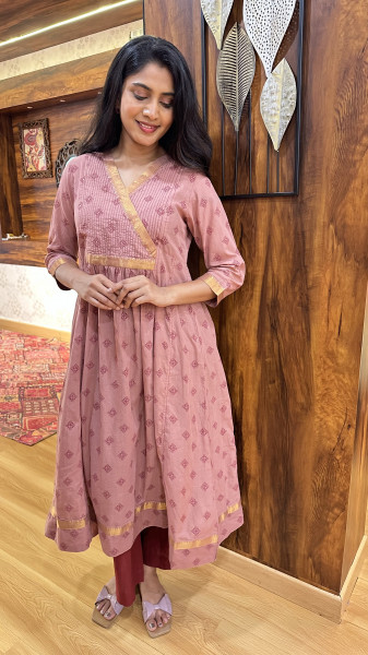 Mangalgiri cotton flared kurta Paired with straight pants
