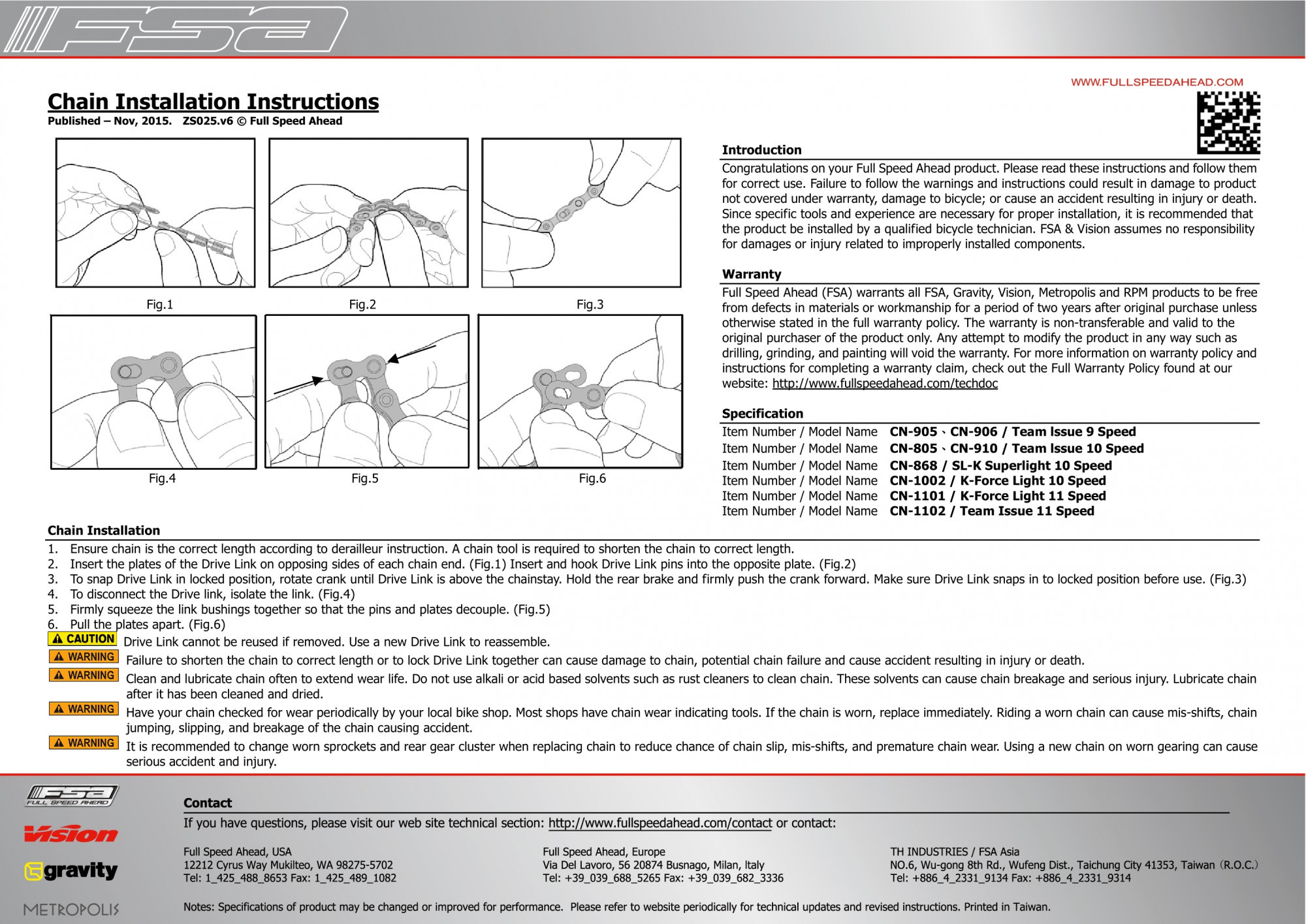 FSA CH CHAIN TEAM ISSUE 11S 116L V3 wLink