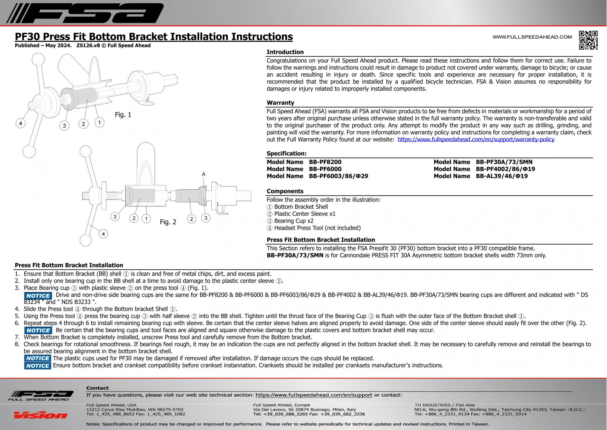 FSA PF30BB386 BB ROAD
