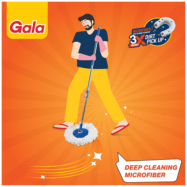 Gala Smart Spin Mop with Wring Bucket Plastic Blue Two Refills