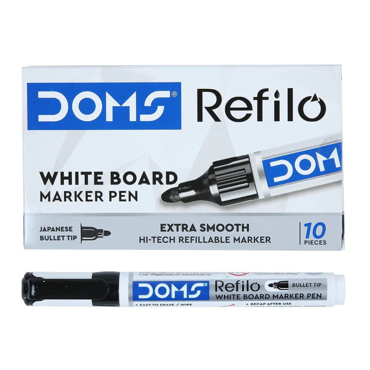 White Board Marker Black DOMS Pack of 10