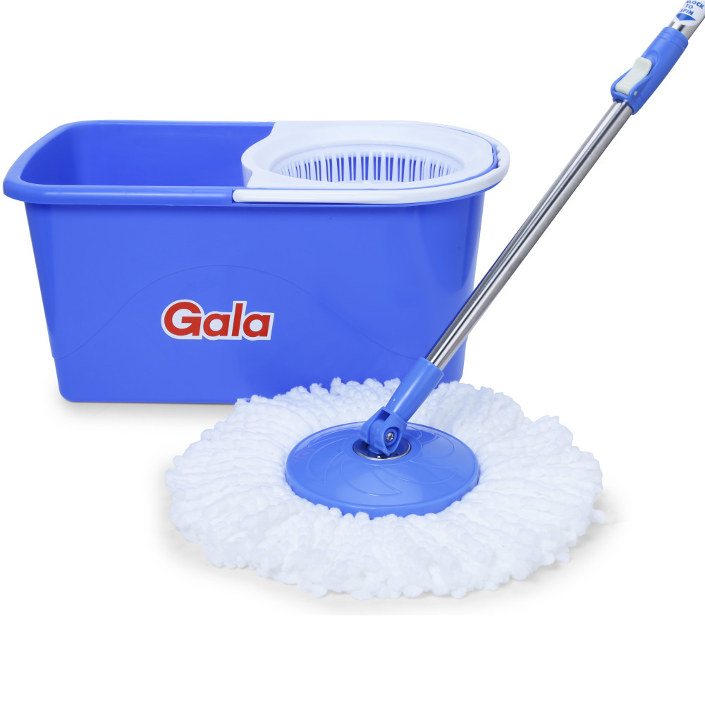 Image of Gala Smart Spin Mop with Wring Bucket, Plastic, Blue, Two Refills